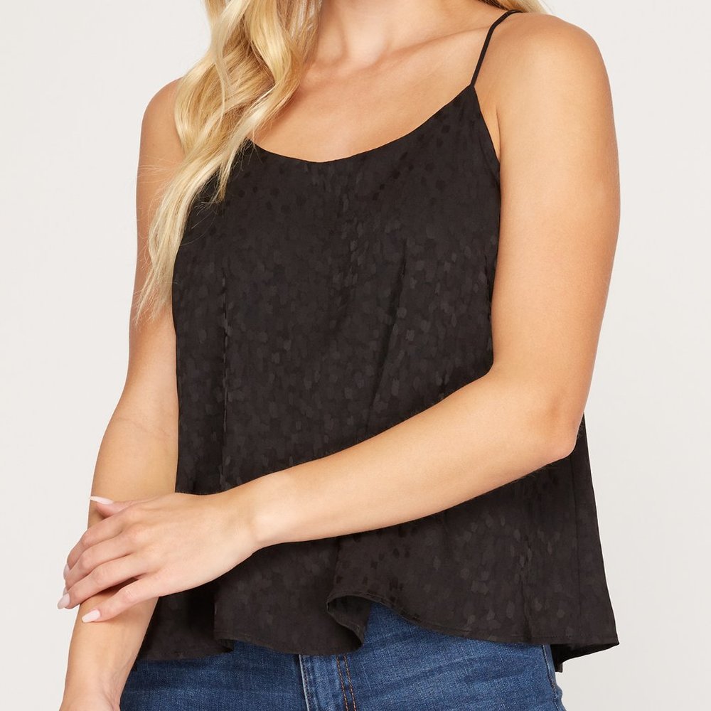 NWT She + Sky Satin Cami Style Blouse in Black